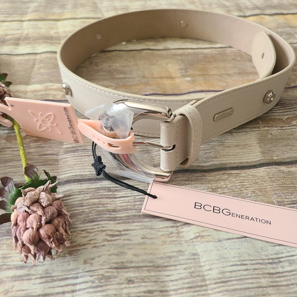 BCBGeneration Cream Color Belt with Silver Studs - Small